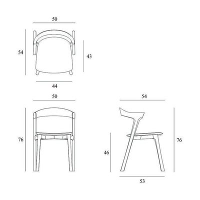 Confortable y elegante silla de ocio de madera nórdica para el Hotel Garden Coffee Shop 53cm*50cm*76cm