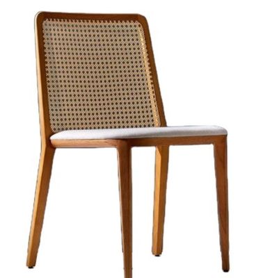 Muebles generales de comedor silla de comedor de madera maciza con asiento de rotín y respaldo de caña