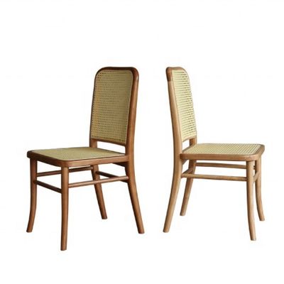 Muebles generales de comedor silla de comedor de madera maciza con asiento de rotín y respaldo de caña