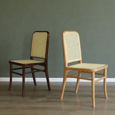 Muebles generales de comedor silla de comedor de madera maciza con asiento de rotín y respaldo de caña
