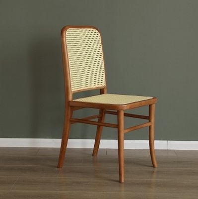 Muebles generales de comedor silla de comedor de madera maciza con asiento de rotín y respaldo de caña