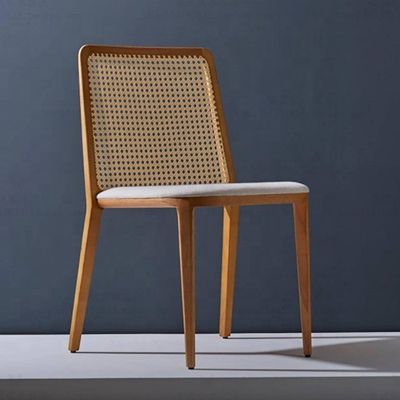 Muebles generales de comedor silla de comedor de madera maciza con asiento de rotín y respaldo de caña