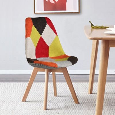 Sin tejido plegado sillas de recepción de lino con respaldo almohadilla suave tulipán mosaico silla escandinava para la cocina