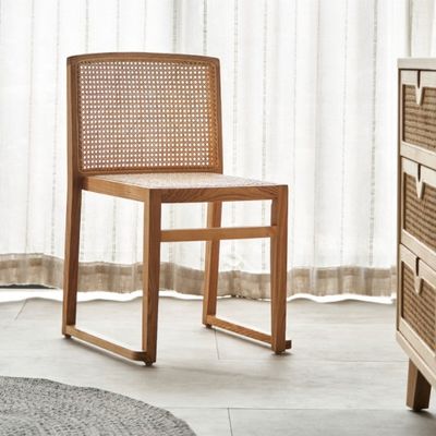 Ahorro de espacio Apilado sillas de comedor de madera de ratán estilo nórdico moderno para comidas cómodas