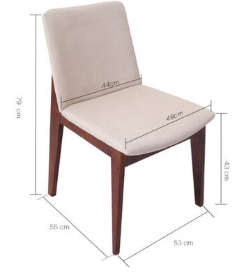 Silla de comedor de tela con respaldo ajustable y piernas de madera interiores