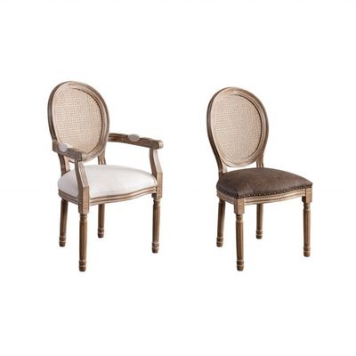 Silla de brazo de madera con altura ajustable en estilo de diseño europeo para comedores franceses de lujo vintage