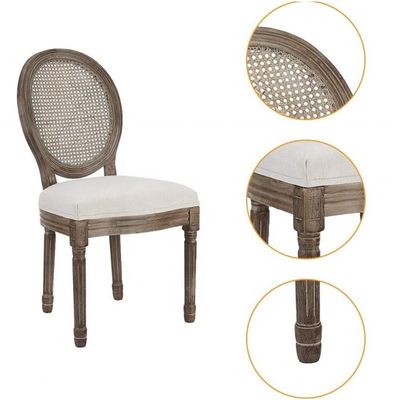Silla de brazo de madera con altura ajustable en estilo de diseño europeo para comedores franceses de lujo vintage