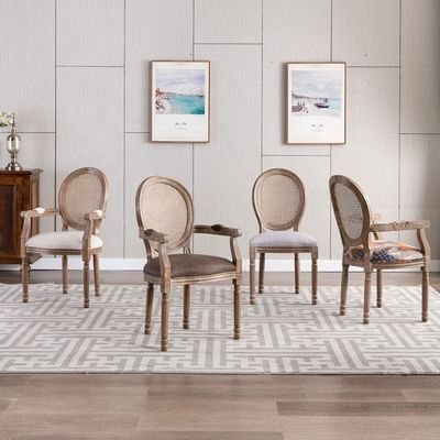 Silla de brazo de madera con altura ajustable en estilo de diseño europeo para comedores franceses de lujo vintage