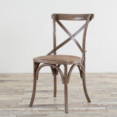 Elegante diseño helado color de madera apilable cruz de espalda silla de comedor vintage para madera