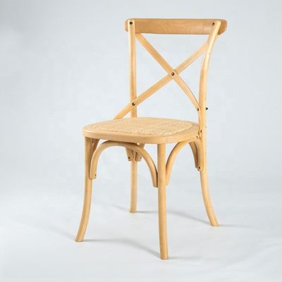 Elegante diseño helado color de madera apilable cruz de espalda silla de comedor vintage para madera