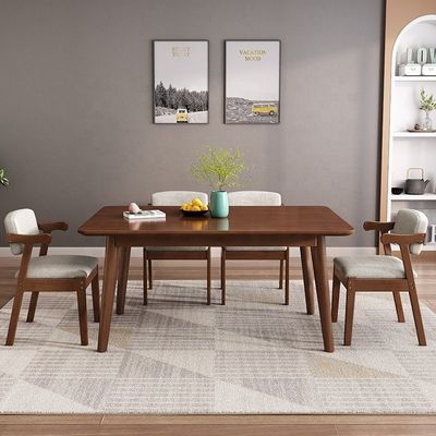 Exquisita mesa de comedor rectangular y combinación de sillas para el salón Muebles generales para el hogar
