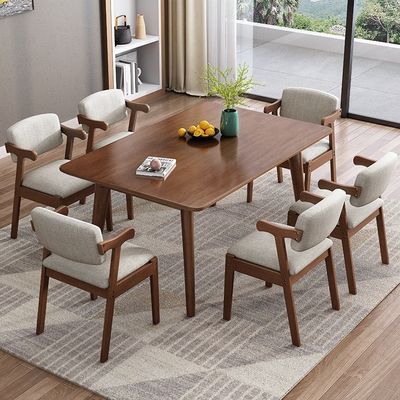 Exquisita mesa de comedor rectangular y combinación de sillas para el salón Muebles generales para el hogar