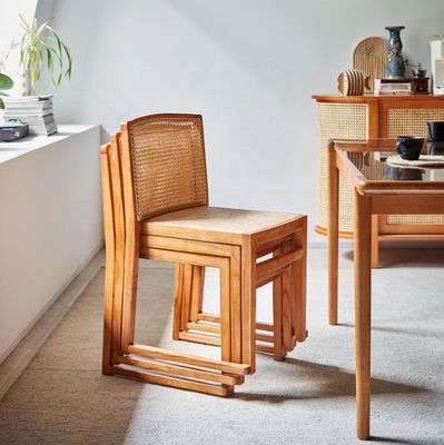 Muebles de comedor silla de comedor de madera sólida moderna para banquetes silla de rotín apilada NO plegada