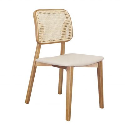 Silla de comedor de rotín de madera de estilo nórdico para interiores modernos