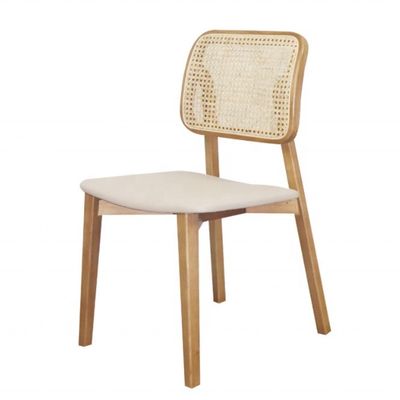 Silla de comedor de rotín de madera de estilo nórdico para interiores modernos