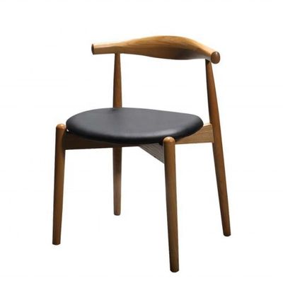 Silla de comedor de estilo japonés de lujo con asiento tapizado de cuero de PU moderno y madera clásica