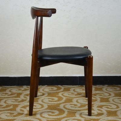 Silla de comedor de estilo japonés de lujo con asiento tapizado de cuero de PU moderno y madera clásica