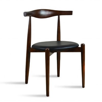 Silla de comedor de estilo japonés de lujo con asiento tapizado de cuero de PU moderno y madera clásica