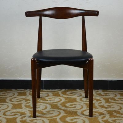 Silla de comedor de estilo japonés de lujo con asiento tapizado de cuero de PU moderno y madera clásica
