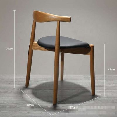 Silla de comedor de estilo japonés de lujo con asiento tapizado de cuero de PU moderno y madera clásica