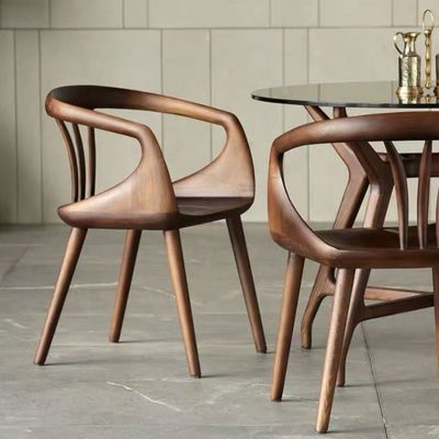 Silla de comedor de lujo de nuez negra silla de madera maciza silla de espalda moderna silla de comedor nórdica de ocio para una experiencia gastronómica elegante