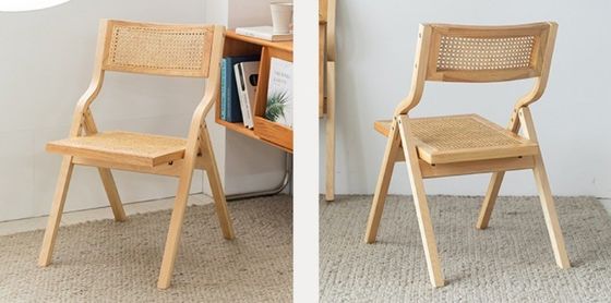 Silla de madera plegable de estilo moderno para comidas de ratán duraderas en eventos de bodas