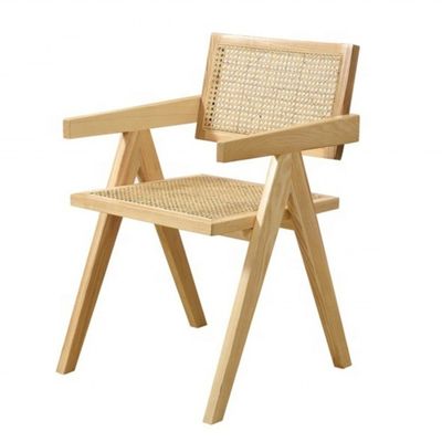 Restaurante moderno con reposabrazos de ratán silla de comedor de caña en material sólido y diseño moderno