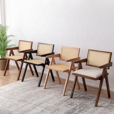 Restaurante moderno con reposabrazos de ratán silla de comedor de caña en material sólido y diseño moderno