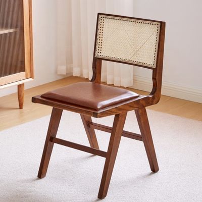 Inicio Muebles Restaurante nórdico antiguo Silla de ratan/hiedra de madera sólida Silla de comedor de madera sólida con estilo de diseño contemporáneo