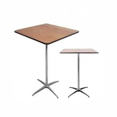 Color personalizado de madera cuadrada de mesa redonda con marco de metal para cócteles de restaurante en un diseño nórdico moderno simple