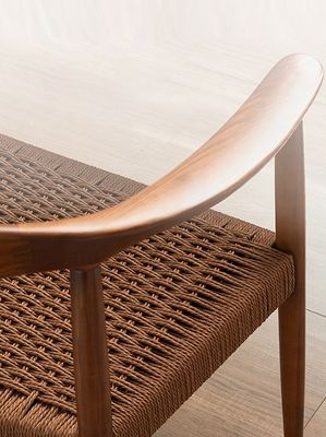 Silla de cordón tejido Silla nórdica para sala de estar Sala de reuniones W59*D47*H73CM acabado lacado madera moderna