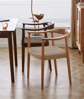 Silla de cordón tejido Silla nórdica para sala de estar Sala de reuniones W59*D47*H73CM acabado lacado madera moderna