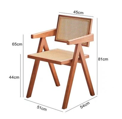 Diseño moderno Muebles de comedor de lujo Rattan de madera sólida Silla de restaurante con reposabrazos