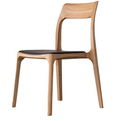 Diseños personalizados Estilo de diseño Elegante silla de comedor de madera sólida nórdica con asiento de cuero de PU
