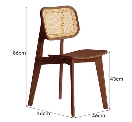 Silla de restaurante W46*D46*H86CM Silla de comedor de madera sólida de rotín vintage para muebles para el hogar
