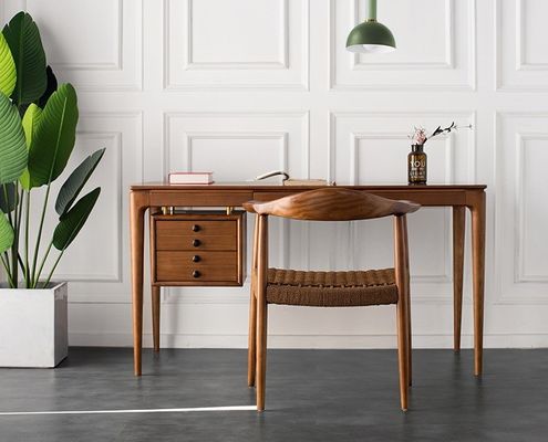 Silla de sala de estar moderna de cuerda tejida de madera sólida Silla de comedor con reposabrazos