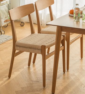 Silla de comedor de madera sólida de cordón tejido moderno para restaurante de hotel W50*D50*H77 cm Embalaje de correo Y