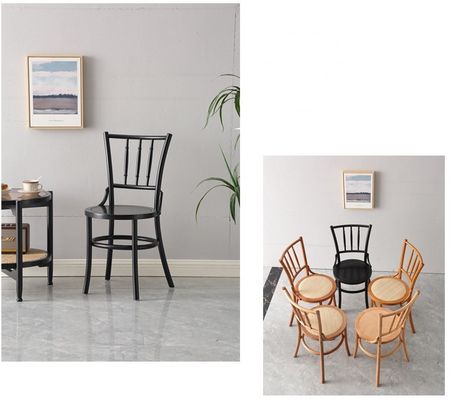 Silla de comedor de diseño moderno de ratan y madera sólida para restaurante W36*D42*H88 cm