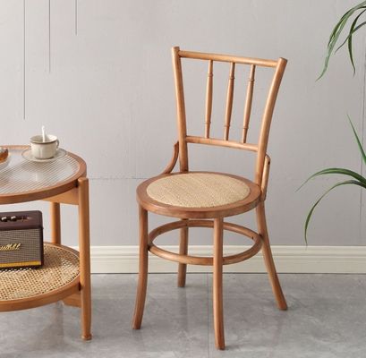 Silla de comedor de diseño moderno de ratan y madera sólida para restaurante W36*D42*H88 cm