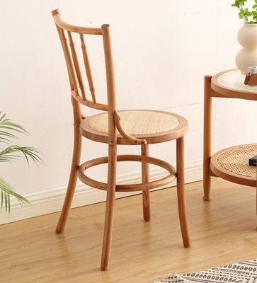 Silla de comedor de diseño moderno de ratan y madera sólida para restaurante W36*D42*H88 cm