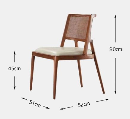 Muebles de comedor de lujo Rattan de madera maciza PU asiento de cuero silla de comedor para restaurante con y servicio OEM aceptado