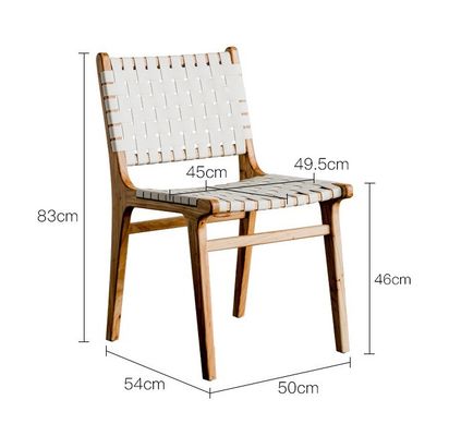 Silla de comedor de ocio moderno tejido de cuero de madera sólida para muebles de comedor