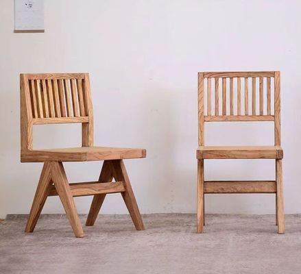 Silla de comedor de madera sólida de olmo de lujo vintage con acabado de nuez para muebles de diseño personalizado