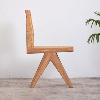 Silla de comedor de madera sólida de olmo de lujo vintage con acabado de nuez para muebles de diseño personalizado