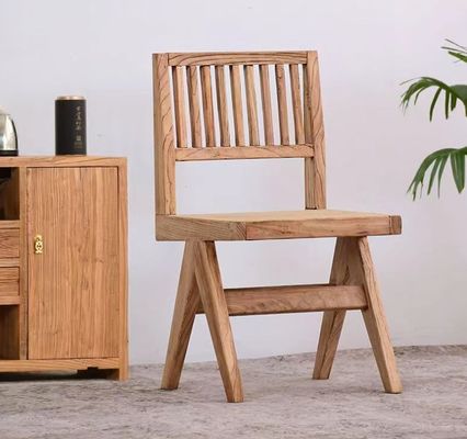 Silla de comedor de madera sólida de olmo de lujo vintage con acabado de nuez para muebles de diseño personalizado
