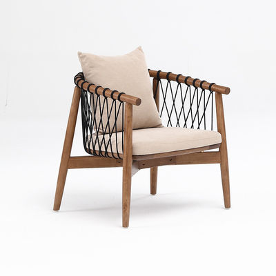 Embalaje de correo Y salón nórdico Sofá de madera silla de ocio cuerda tejida silla de madera sólida con reposabrazos para hotel
