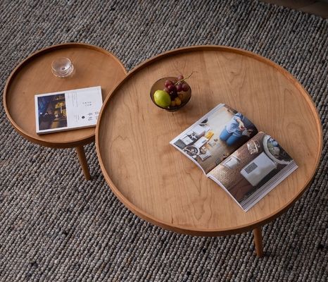 Moderno diseño de madera sólida nórdica mesa redonda de café para sala de estar servicio OEM aceptado