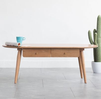 Muebles de sala de estar de madera moderna W120*D60*H45CM Mesa de café de madera sólida con embalaje de correo
