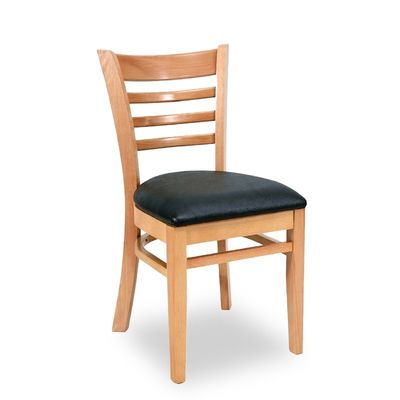 Silla de comedor de restaurante con marco de madera sólida y diseño moderno de cuero de PU