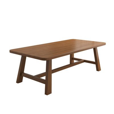 Mesa de comedor rectangular nórdica moderna con marco de madera sólida para restaurante y hotel